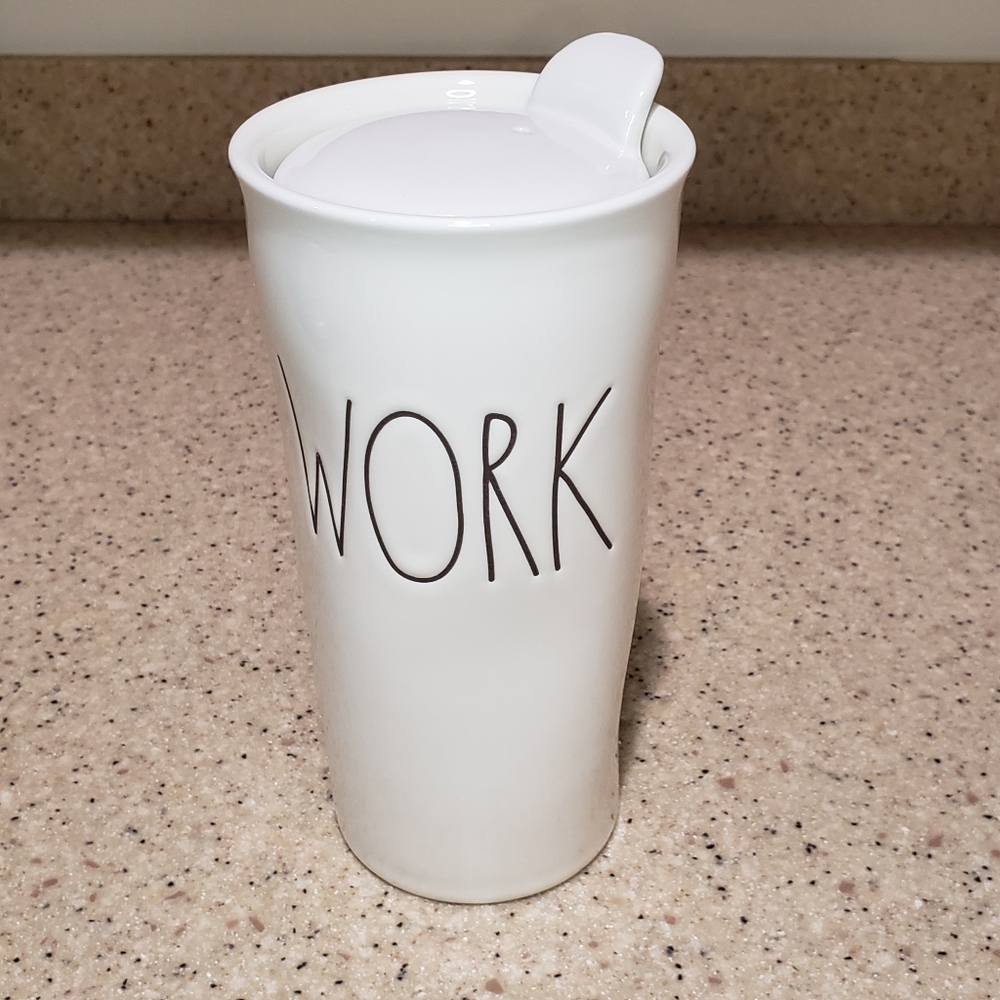NWOT Rae Dunn WORK Ceramic Travel Mug